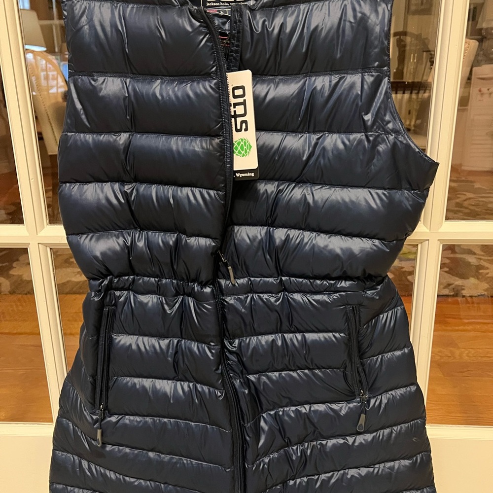 Stio Amalia Navy Long Down Puffer Vest Size L